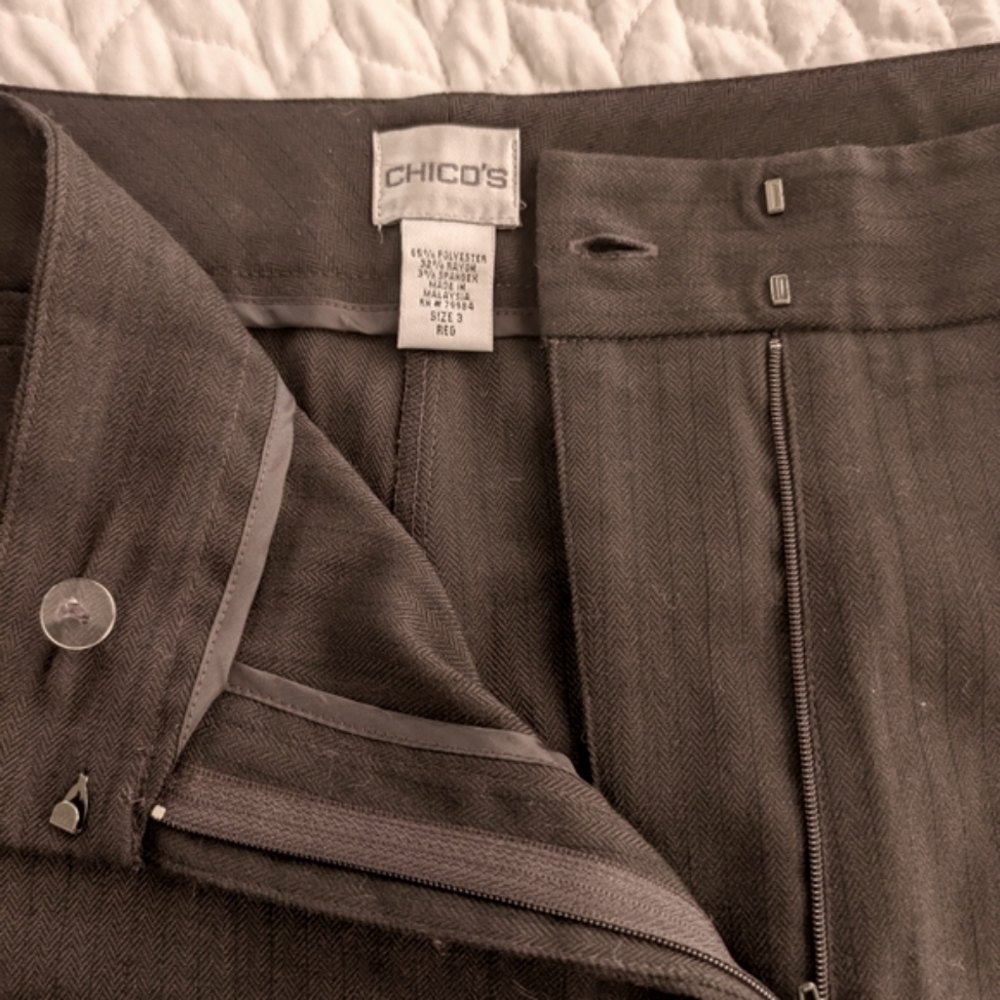 Chico's Dark Brown Herringbone Pants
